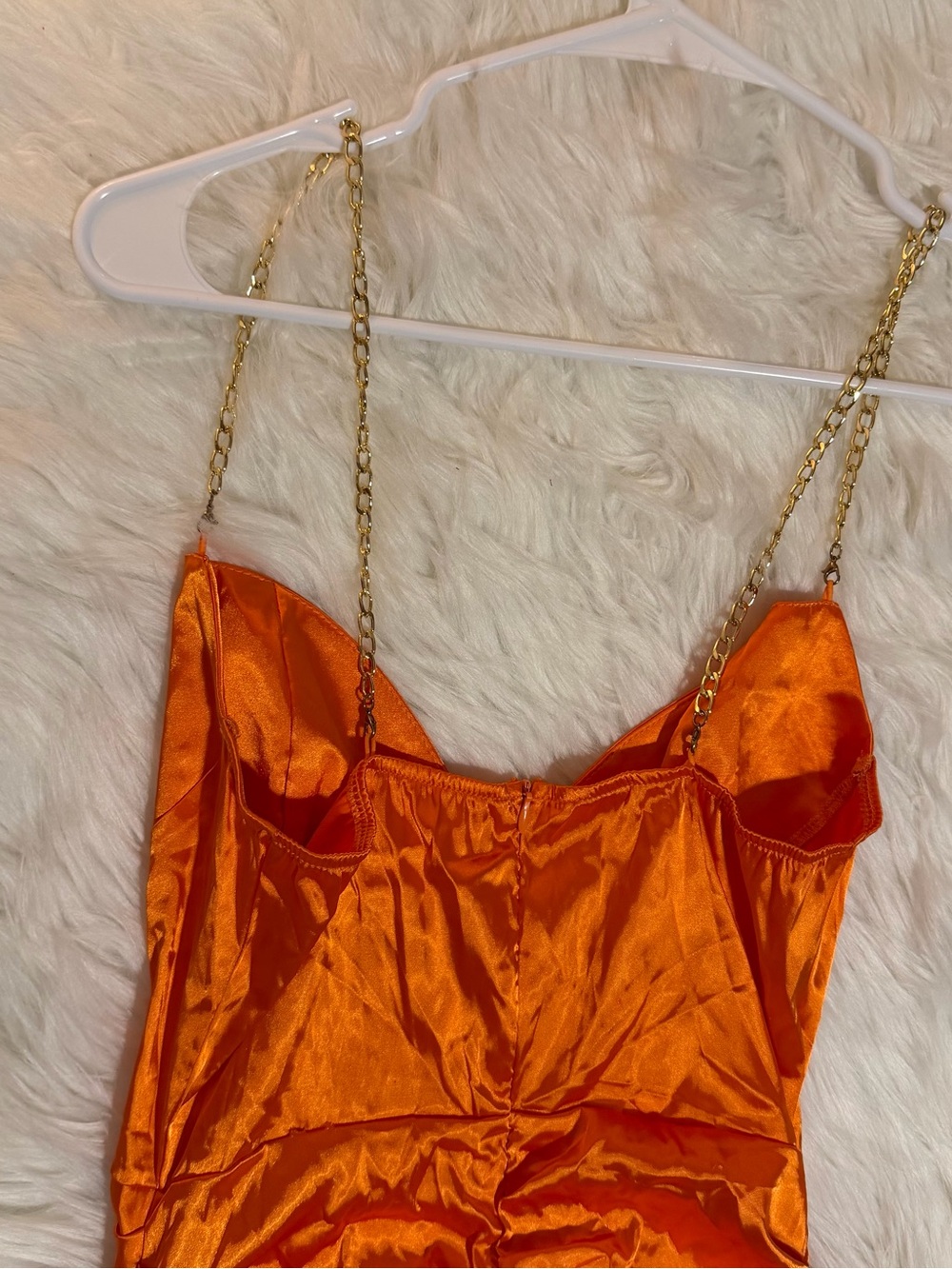 SHEIN BAE Tangerine Orange Satin Ruched Corset Mini Dress Size S NWT - Picture 9 of 12